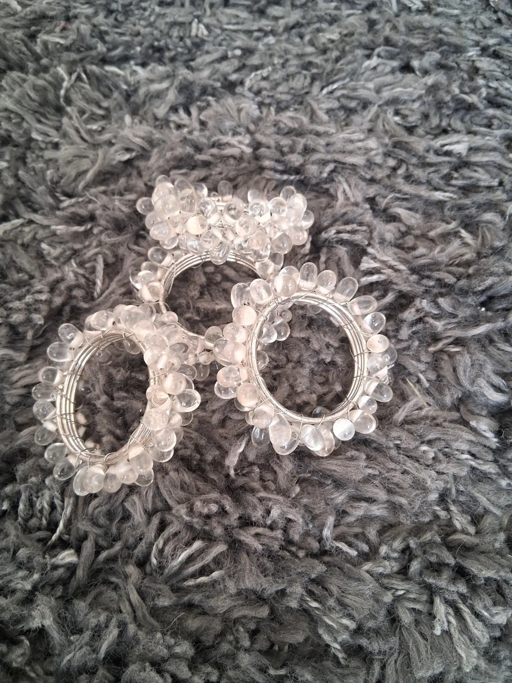 Set of 4 Clear Beaded Napkin Rings